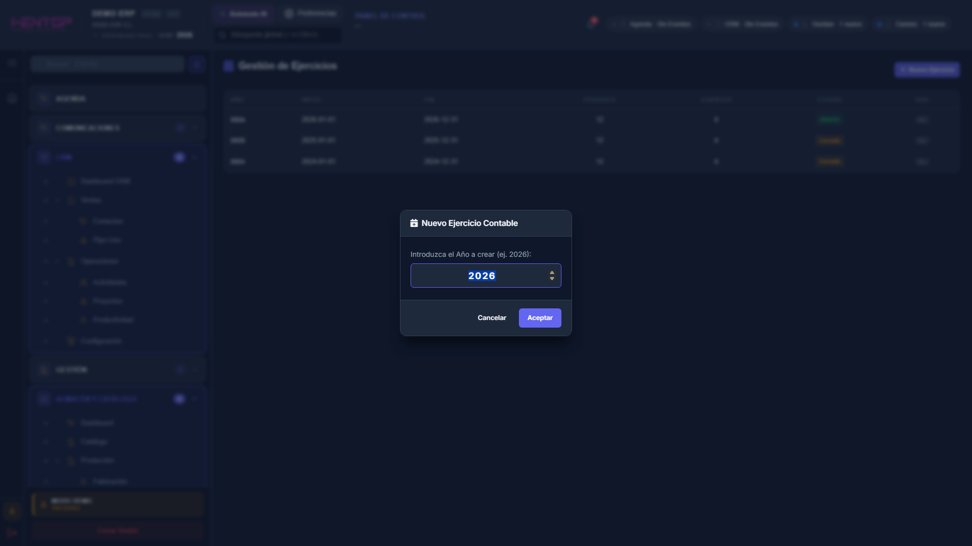 Nuevo Ejercicio Contable