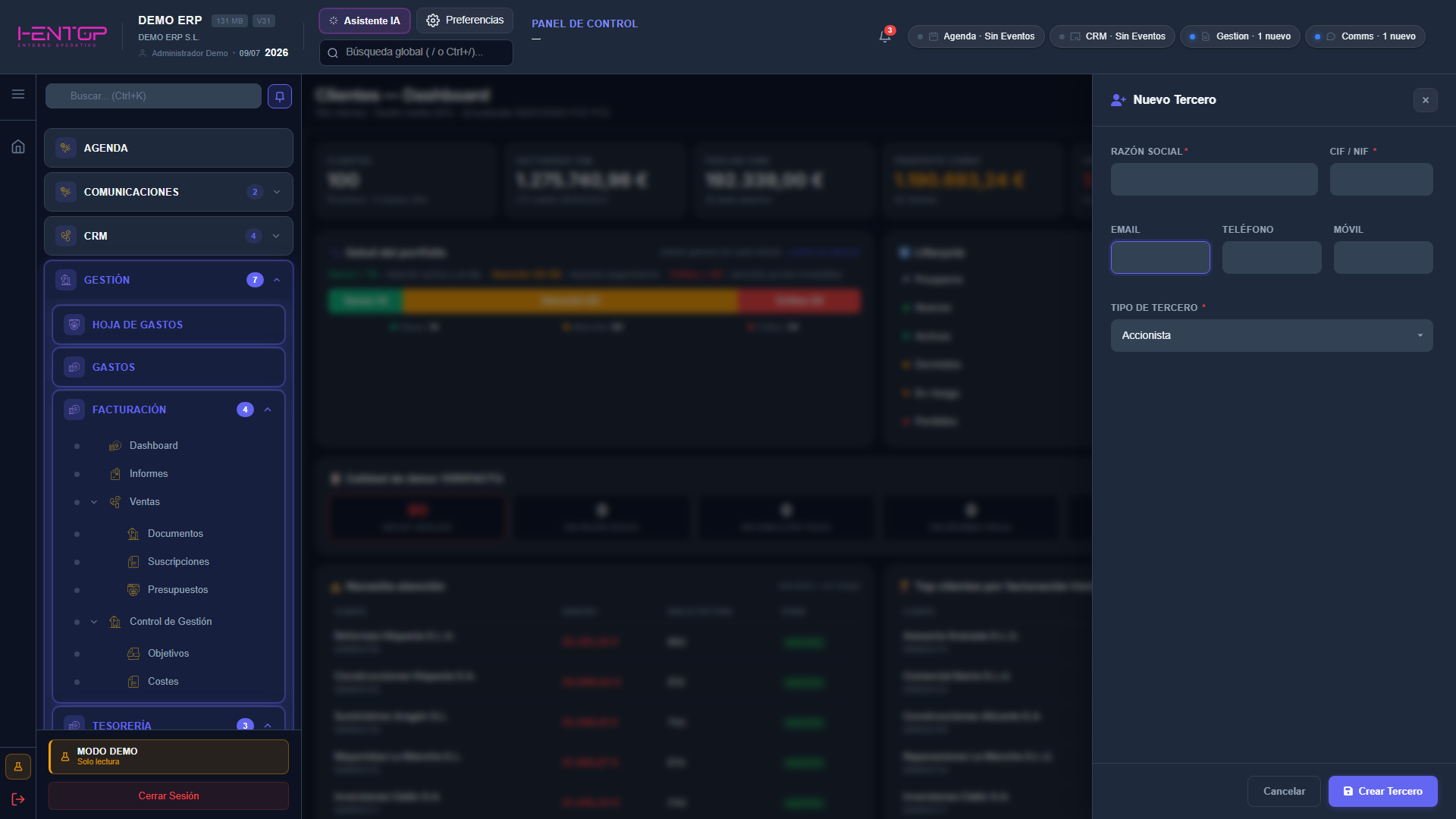 Dashboard de Clientes
