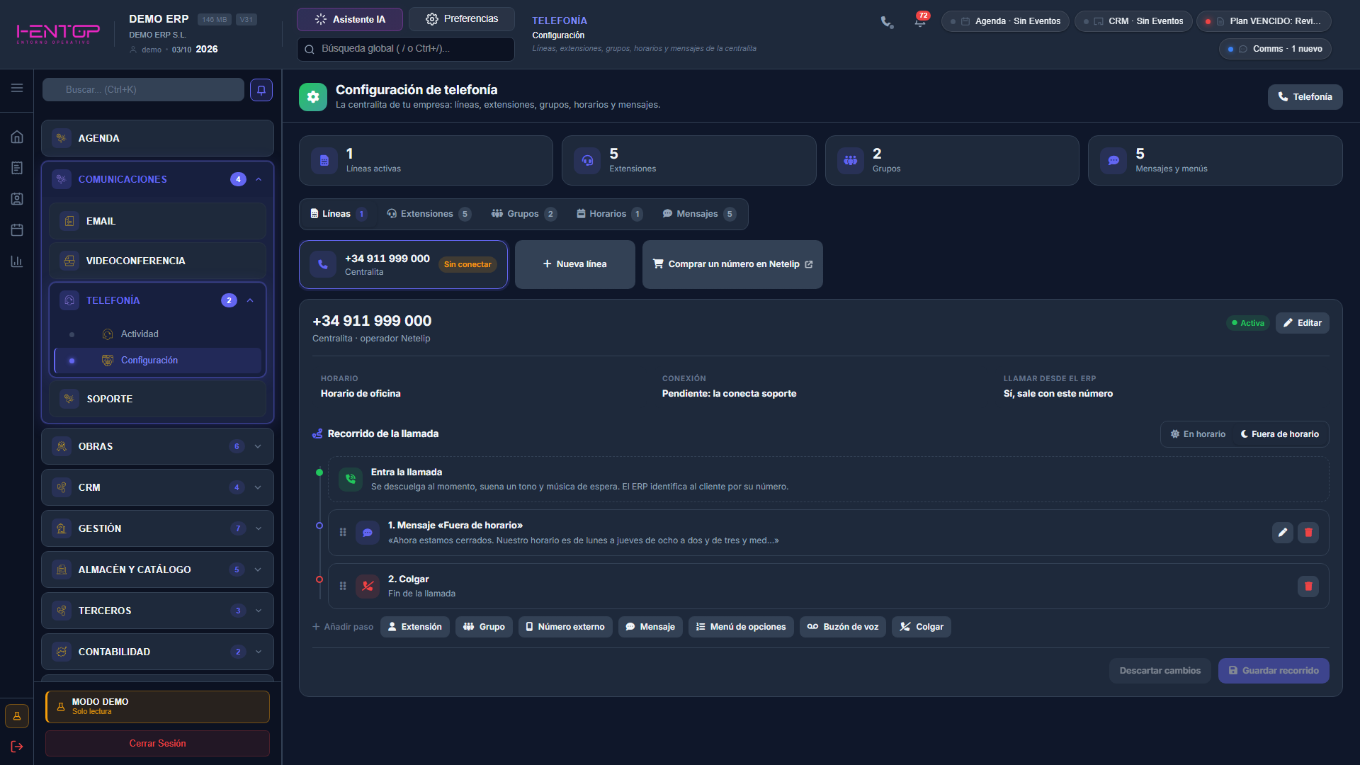 Recorrido fuera de horario